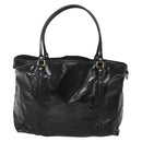 GUCCI Tote Bag Patent leather Black Gold 197953 Auth ep10681-3