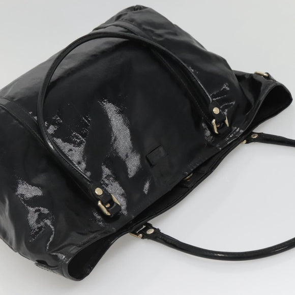 GUCCI Tote Bag Patent leather Black Gold 197953 Auth ep10681
