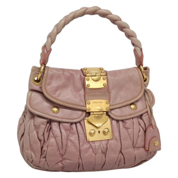 Miu Miu Matelasse Hand Bag Leather Purple Gold Auth ep10682