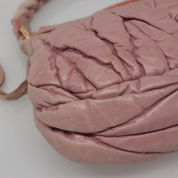 Miu Miu Matelasse Hand Bag Leather Purple Gold Auth ep10682