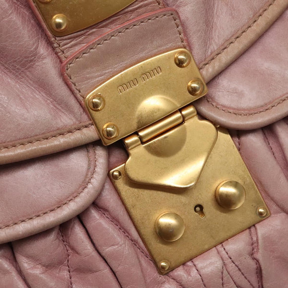 Miu Miu Matelasse Hand Bag Leather Purple Gold Auth ep10682