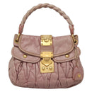 Miu Miu Matelasse Hand Bag Leather Purple Gold Auth ep10682-2