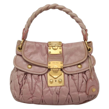 Miu Miu Matelasse Hand Bag Leather Purple Gold Auth ep10682 - 0