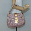 Miu Miu Matelasse Hand Bag Leather Purple Gold Auth ep10682-25