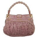 Miu Miu Matelasse Hand Bag Leather Purple Gold Auth ep10682-3