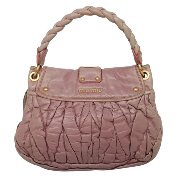 Miu Miu Matelasse Hand Bag Leather Purple Gold Auth ep10682