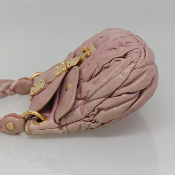 Miu Miu Matelasse Hand Bag Leather Purple Gold Auth ep10682