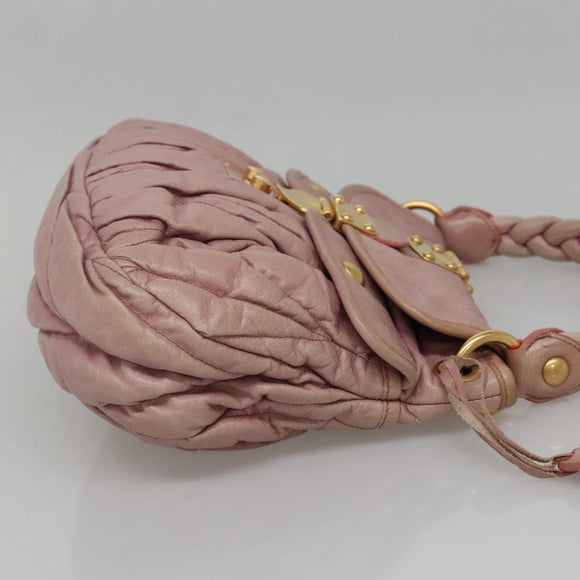 Miu Miu Matelasse Hand Bag Leather Purple Gold Auth ep10682