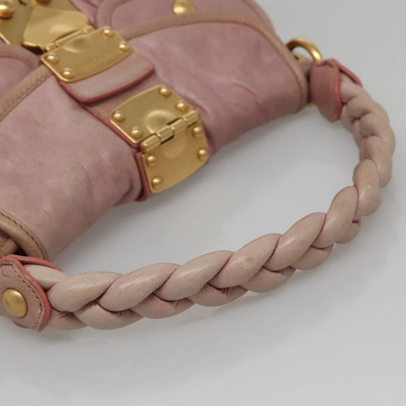 Miu Miu Matelasse Hand Bag Leather Purple Gold Auth ep10682