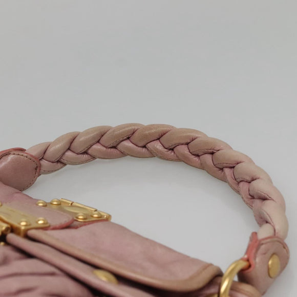 Miu Miu Matelasse Hand Bag Leather Purple Gold Auth ep10682