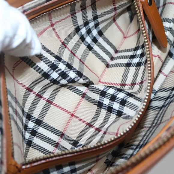 BURBERRY Shoulder Bag Leather Brown Gold Auth ep10687