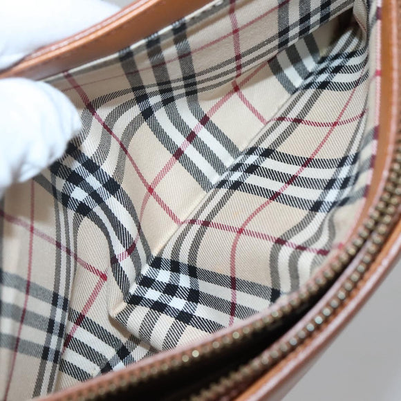 BURBERRY Shoulder Bag Leather Brown Gold Auth ep10687