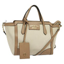 GUCCI Mini Swing Hand Bag Canvas 2way White Gold Auth ep10692-1