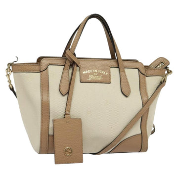 GUCCI Mini Swing Hand Bag Canvas 2way White Gold Auth ep10692