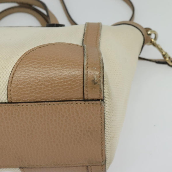 GUCCI Mini Swing Hand Bag Canvas 2way White Gold Auth ep10692