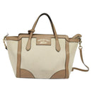 GUCCI Mini Swing Hand Bag Canvas 2way White Gold Auth ep10692-13