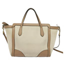 GUCCI Mini Swing Hand Bag Canvas 2way White Gold Auth ep10692-2