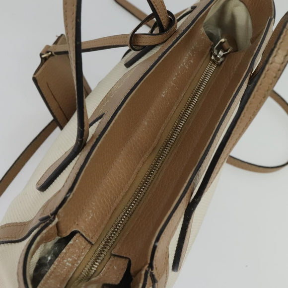 GUCCI Mini Swing Hand Bag Canvas 2way White Gold Auth ep10692