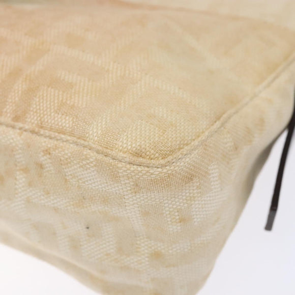 FENDI Zucca Canvas Mamma Baguette Shoulder Bag Beige Silver Auth ep10694