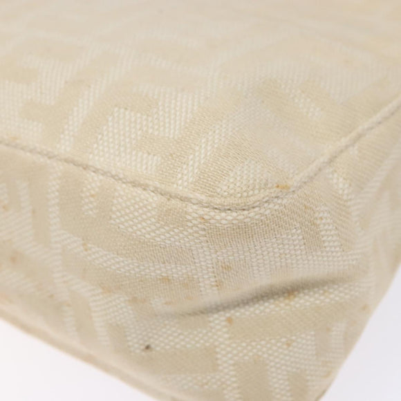 FENDI Zucca Canvas Mamma Baguette Shoulder Bag Beige Silver Auth ep10694