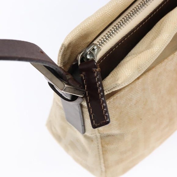 FENDI Zucca Canvas Mamma Baguette Shoulder Bag Beige Silver Auth ep10694