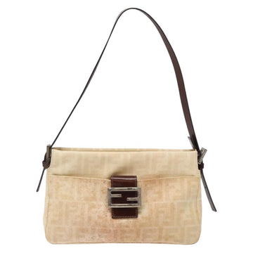 FENDI Zucca Canvas Mamma Baguette Shoulder Bag Beige Silver Auth ep10694 - 0