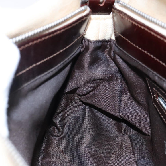 FENDI Zucca Canvas Mamma Baguette Shoulder Bag Beige Silver Auth ep10694