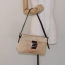 FENDI Zucca Canvas Mamma Baguette Shoulder Bag Beige Silver Auth ep10694-24