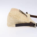 FENDI Zucca Canvas Mamma Baguette Shoulder Bag Beige Silver Auth ep10694-3