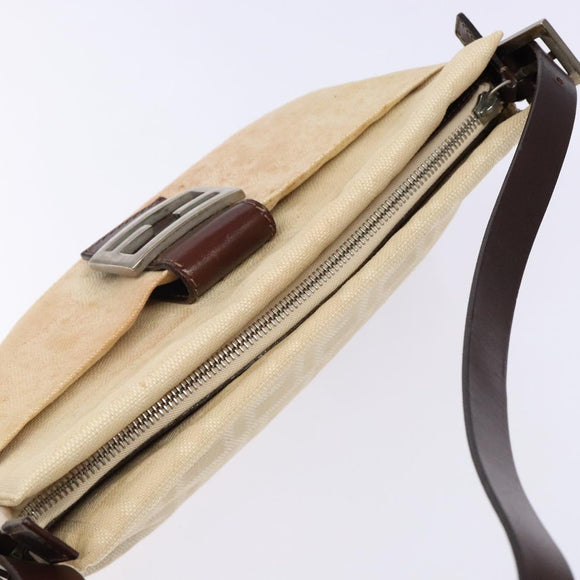 FENDI Zucca Canvas Mamma Baguette Shoulder Bag Beige Silver Auth ep10694