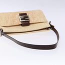 FENDI Zucca Canvas Mamma Baguette Shoulder Bag Beige Silver Auth ep10694-7