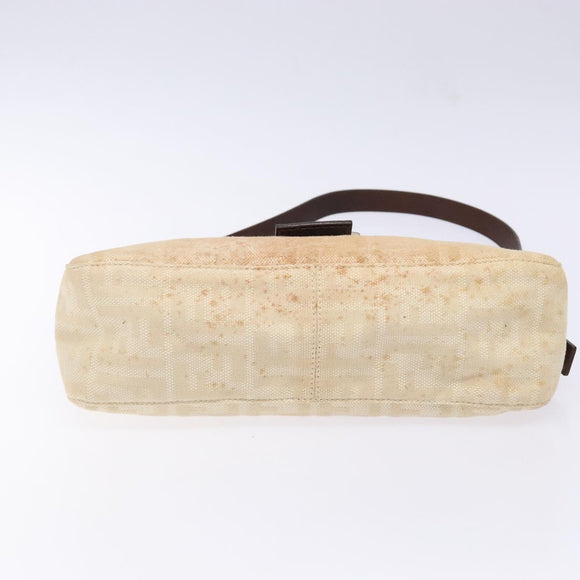 FENDI Zucca Canvas Mamma Baguette Shoulder Bag Beige Silver Auth ep10694