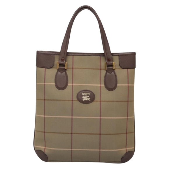 Burberrys Nova Check Tote Bag Canvas Beige Gold Auth ep10702