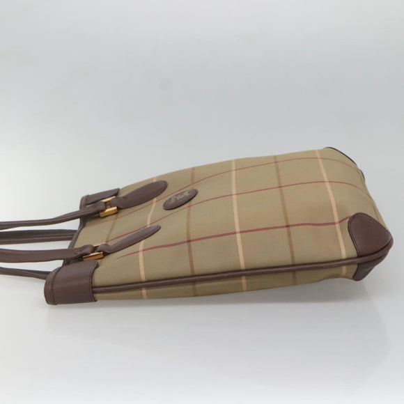 Burberrys Nova Check Tote Bag Canvas Beige Gold Auth ep10702