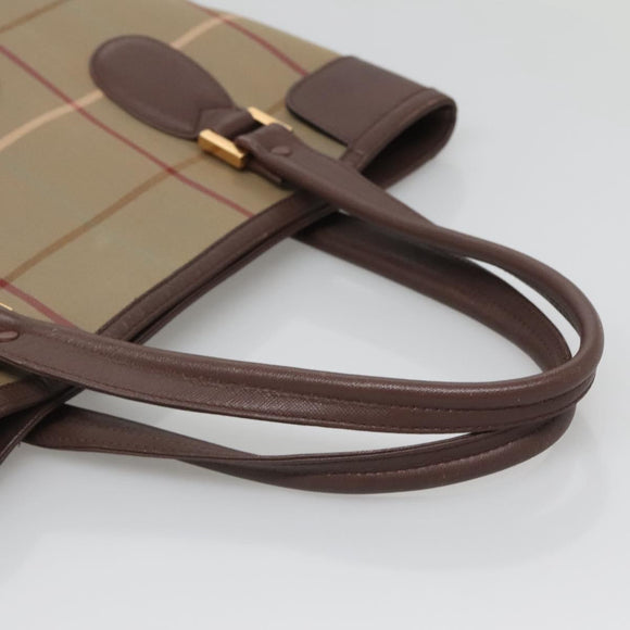 Burberrys Nova Check Tote Bag Canvas Beige Gold Auth ep10702