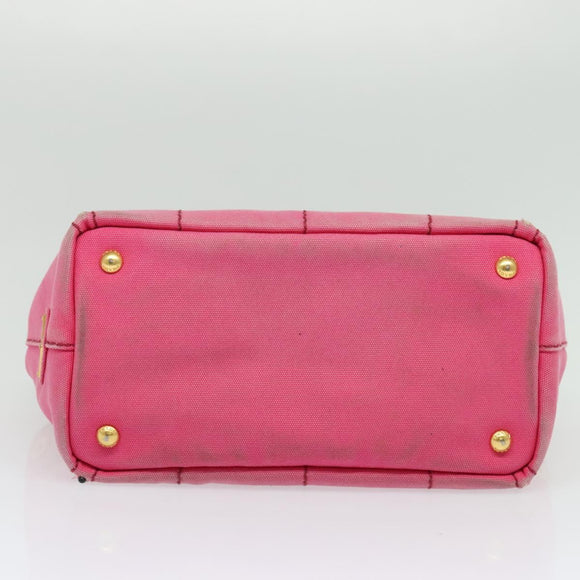 PRADA Canapa PM Hand Bag Canvas 2way Pink Gold Auth ep10705