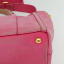 PRADA Canapa PM Hand Bag Canvas 2way Pink Gold Auth ep10705-16