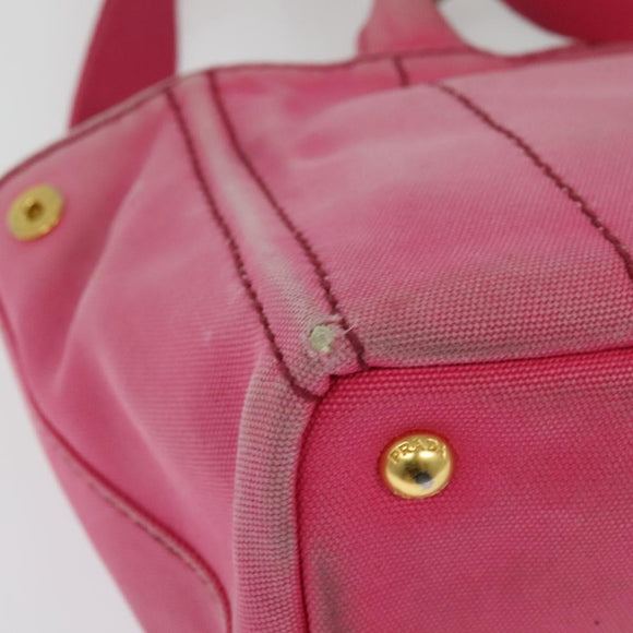 PRADA Canapa PM Hand Bag Canvas 2way Pink Gold Auth ep10705