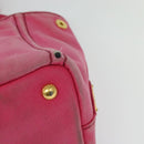 PRADA Canapa PM Hand Bag Canvas 2way Pink Gold Auth ep10705-10