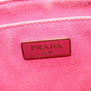 PRADA Canapa PM Hand Bag Canvas 2way Pink Gold Auth ep10705-19
