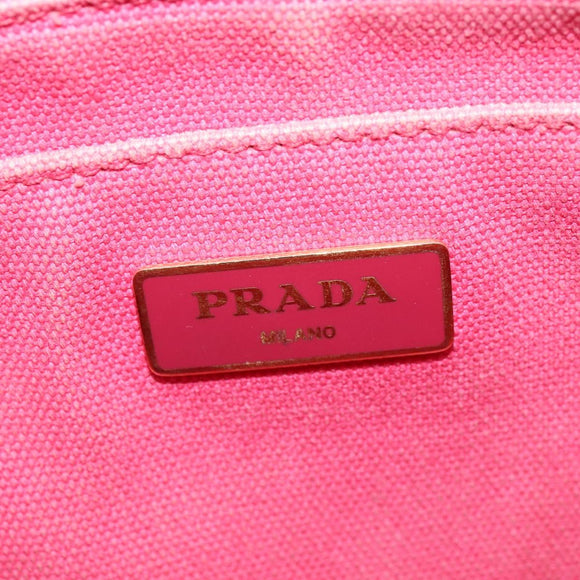 PRADA Canapa PM Hand Bag Canvas 2way Pink Gold Auth ep10705