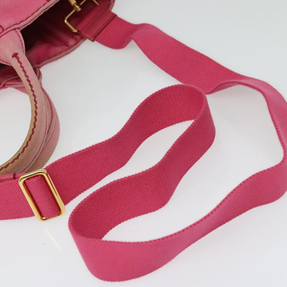 PRADA Canapa PM Hand Bag Canvas 2way Pink Gold Auth ep10705