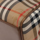 Burberrys Nova Check Hand Bag Canvas Beige Gold Auth ep10710-10