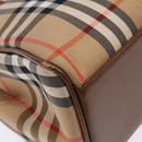 Burberrys Nova Check Hand Bag Canvas Beige Gold Auth ep10710-11