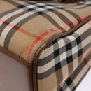 Burberrys Nova Check Hand Bag Canvas Beige Gold Auth ep10710-12