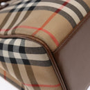Burberrys Nova Check Hand Bag Canvas Beige Gold Auth ep10710-13