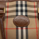 Burberrys Nova Check Hand Bag Canvas Beige Gold Auth ep10710-14