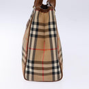 Burberrys Nova Check Hand Bag Canvas Beige Gold Auth ep10710-5