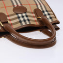 Burberrys Nova Check Hand Bag Canvas Beige Gold Auth ep10710-7
