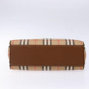 Burberrys Nova Check Hand Bag Canvas Beige Gold Auth ep10710-9